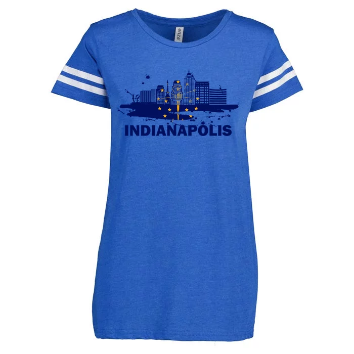 Indiana State Flag Gift Indianapolis Cityscape Gift Indianapolis Gift Enza Ladies Jersey Football T-Shirt