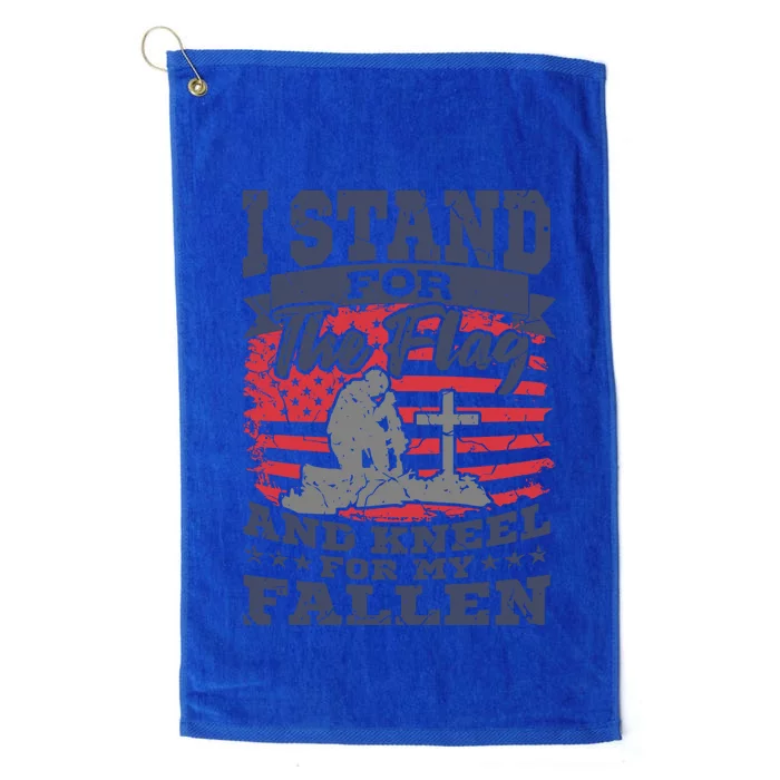 I Stand For The Flag Kneel For The Fallen American Veteran Cute Gift Platinum Collection Golf Towel