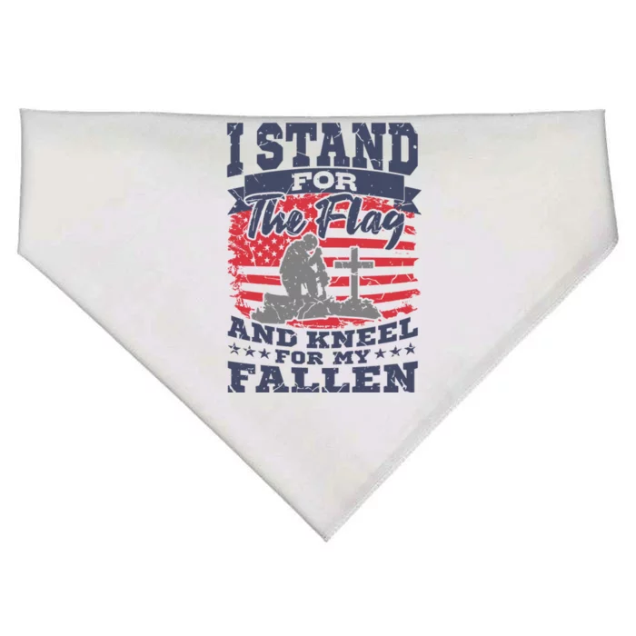 I Stand For The Flag Kneel For The Fallen American Veteran Cute Gift USA-Made Doggie Bandana