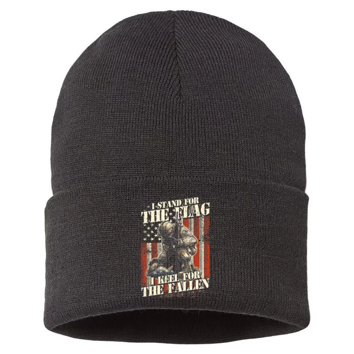 I Stand For The Flag Kneel For The Fallen Memorial Day Sustainable Knit Beanie