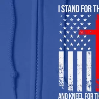 I Stand For The Flag And Kneel For The Cross Usa Flag Funny Gift Full Zip Hoodie