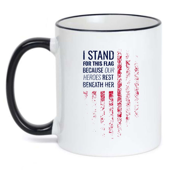 I Stand For This Flag Because Our Heroes Rest On Back) Front & Back Black Color Changing Mug