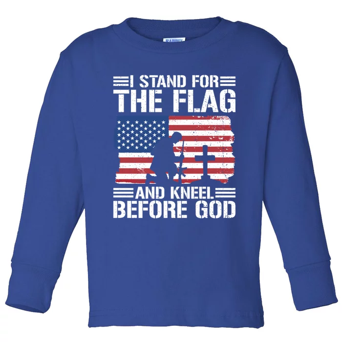 I Stand For The Flag And Kneel Before God Cool Gift Toddler Long Sleeve Shirt