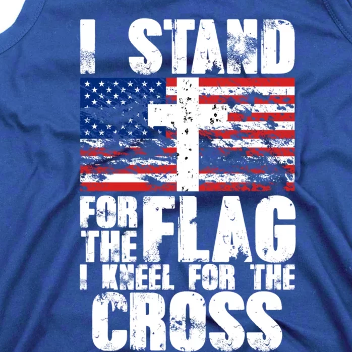 I Stand For The National Anthem Cross Us Flag Funny Gift Tank Top