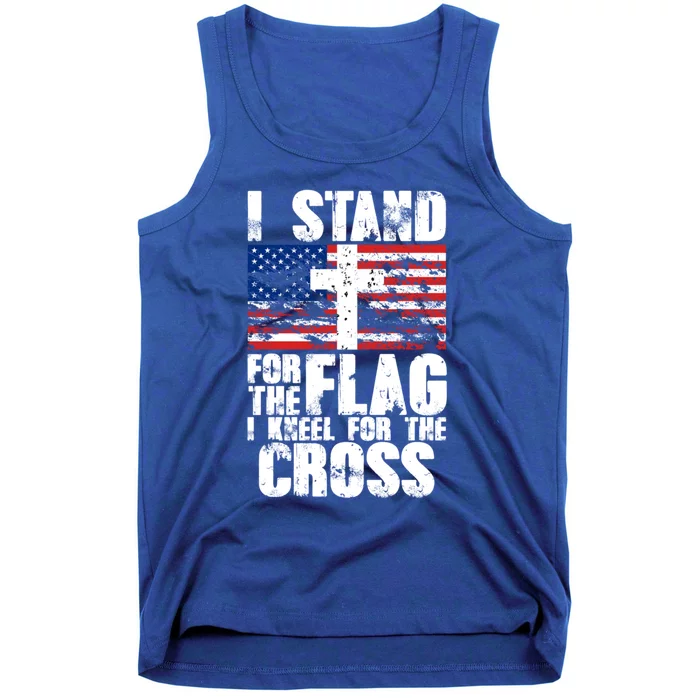 I Stand For The National Anthem Cross Us Flag Funny Gift Tank Top