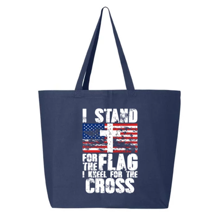 I Stand For The National Anthem Cross Us Flag Funny Gift 25L Jumbo Tote