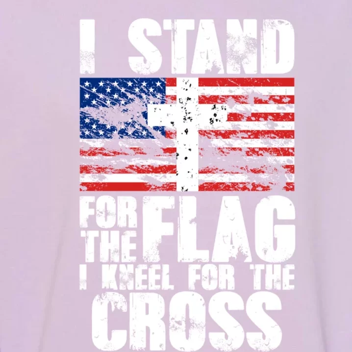 I Stand For The National Anthem Cross Us Flag Funny Gift Garment-Dyed Sweatshirt