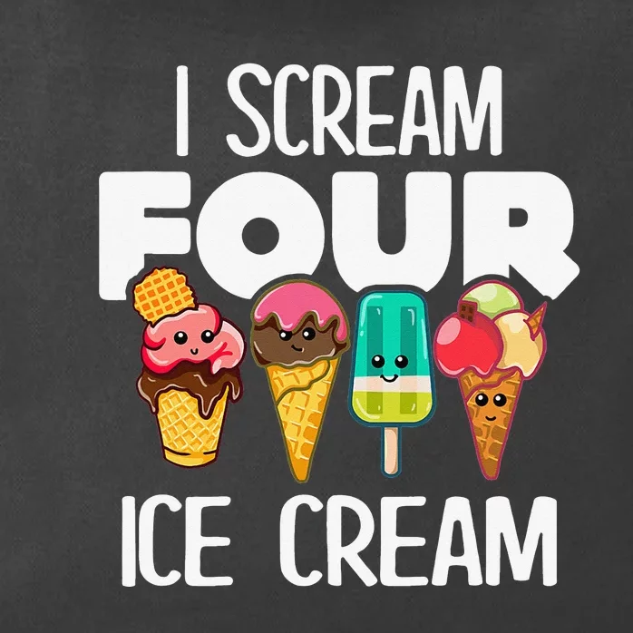 I Scream Four Ice Cream Funny 4 Years Old Birthday Zip Tote Bag