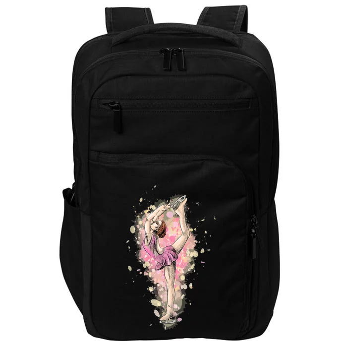 Ice Skating Girl Watercolor Impact Tech Backpack