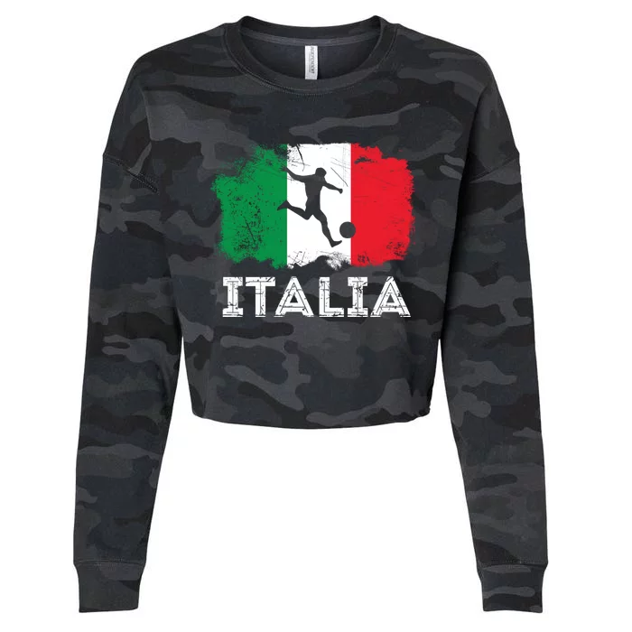 Italian soccer grunge flag Cropped Pullover Crew