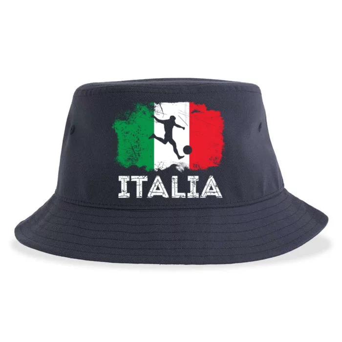 Italian soccer grunge flag Sustainable Bucket Hat