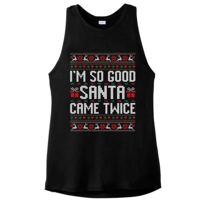 IM So Good Santa Came Twice Ugly Xmas Couples Matching Cute Gift Ladies Tri-Blend Wicking Tank