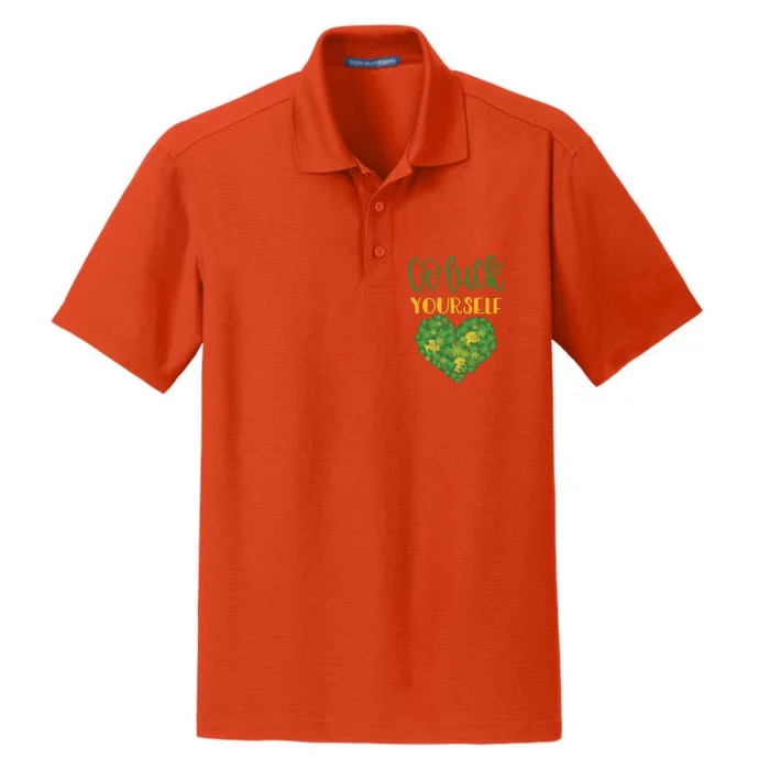 Irish Shamrock Go Luck Yourself St Patricks Dry Zone Grid Performance Polo