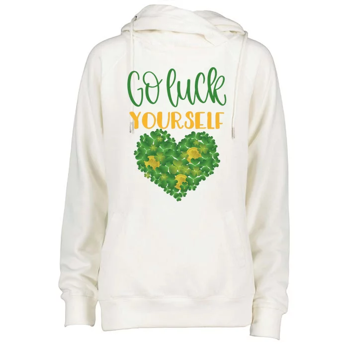 Irish Shamrock Go Luck Yourself St Patricks Womens Funnel Neck Pullover Hood