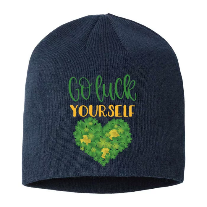 Irish Shamrock Go Luck Yourself St Patricks 8 1/2in Sustainable Knit Beanie