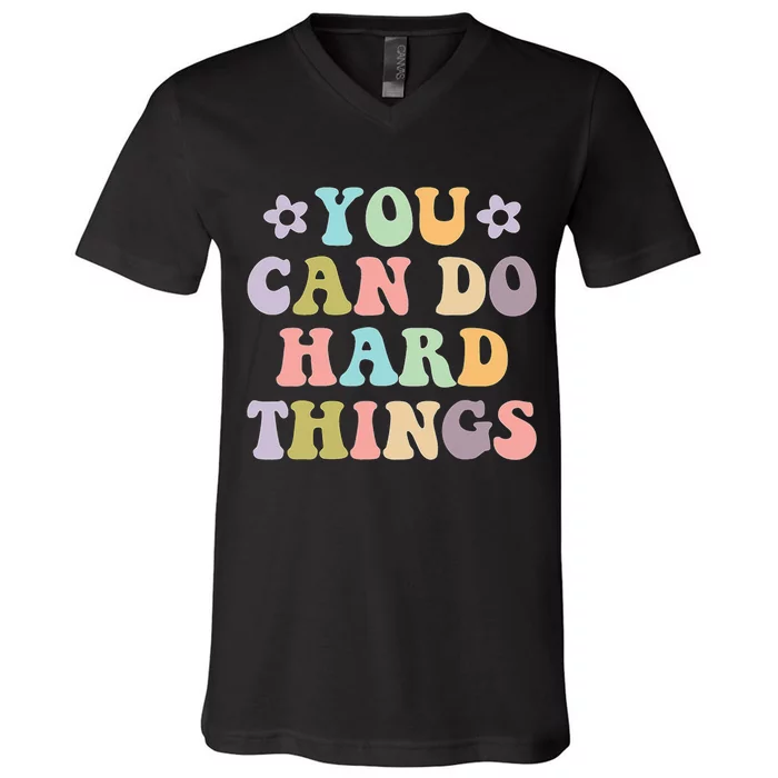 Inspirational 's Graphics You Can Do Hard Things V-Neck T-Shirt