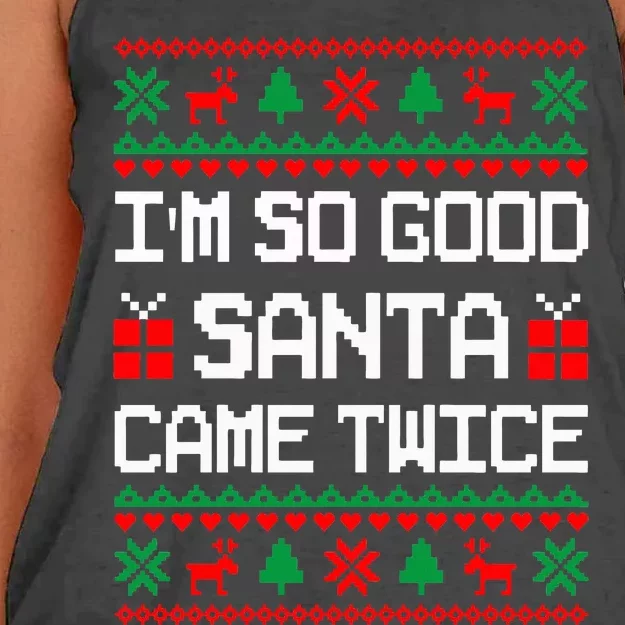 Im So Good Santa Came Twice Couples Matching Christmas Xmas Swea Women's Knotted Racerback Tank