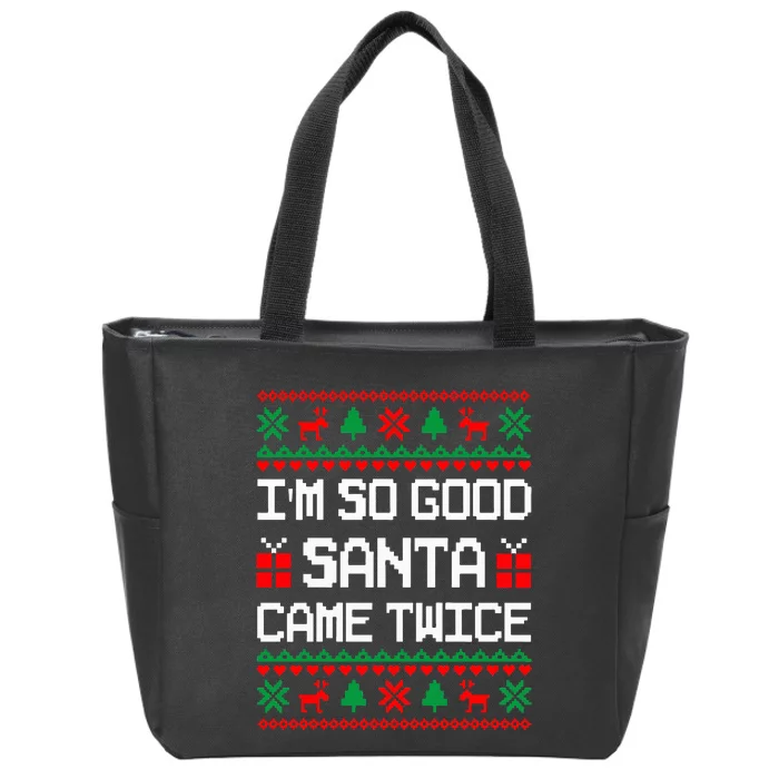 Im So Good Santa Came Twice Couples Matching Christmas Xmas Swea Zip Tote Bag