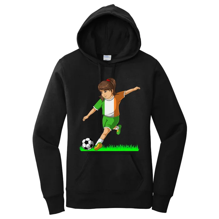 Irish Soccer Girl Ireland Flag Jersey Football Fans Women's Pullover Hoodie