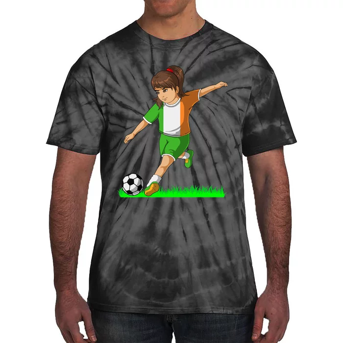 Irish Soccer Girl Ireland Flag Jersey Football Fans Tie-Dye T-Shirt