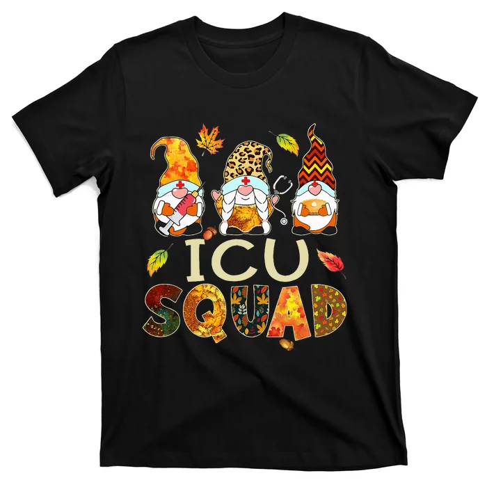 ICU Squad Gnome Nurse Leopard Thanksgiving T-Shirt