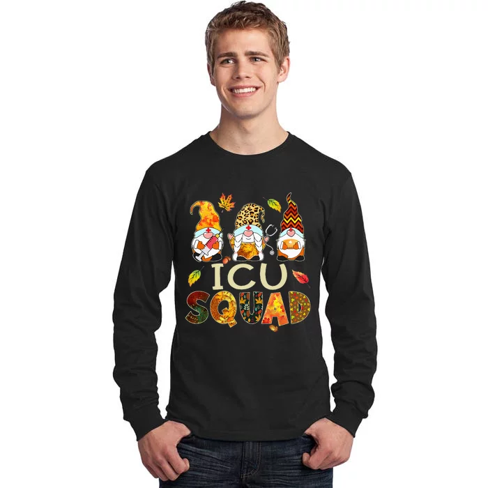 ICU Squad Gnome Nurse Leopard Thanksgiving Tall Long Sleeve T-Shirt