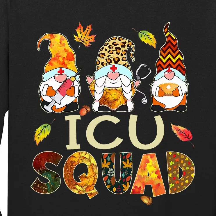 ICU Squad Gnome Nurse Leopard Thanksgiving Tall Long Sleeve T-Shirt