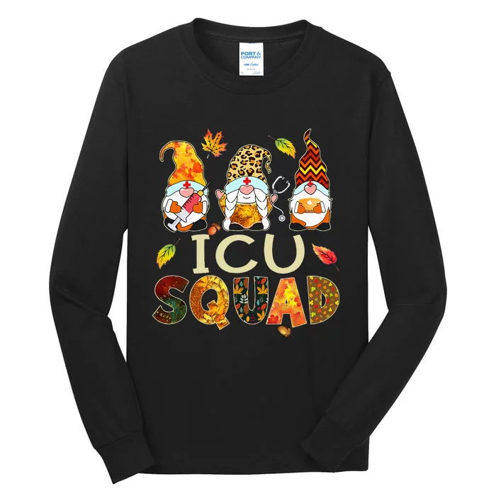 ICU Squad Gnome Nurse Leopard Thanksgiving Tall Long Sleeve T-Shirt