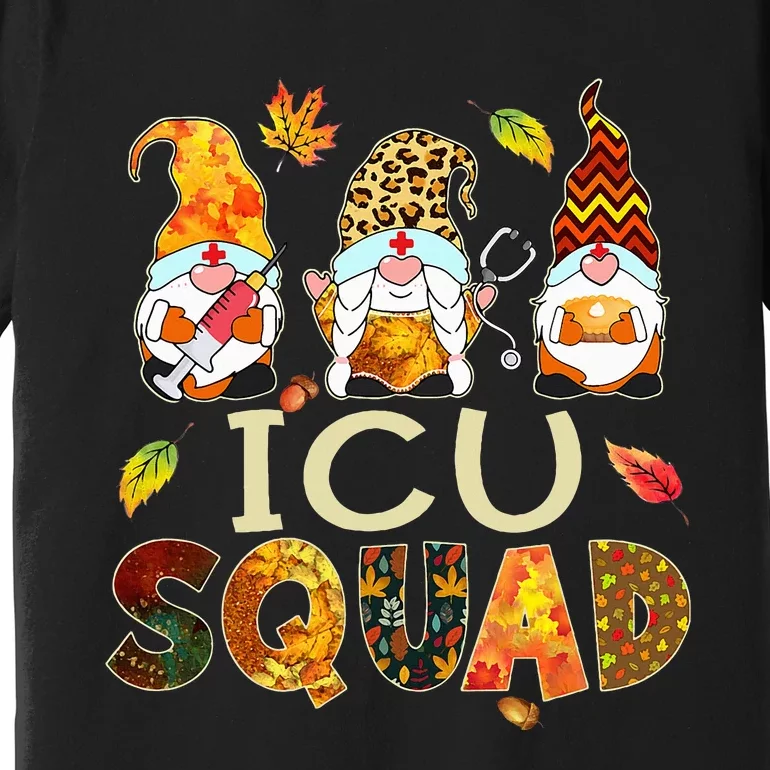 ICU Squad Gnome Nurse Leopard Thanksgiving Premium T-Shirt