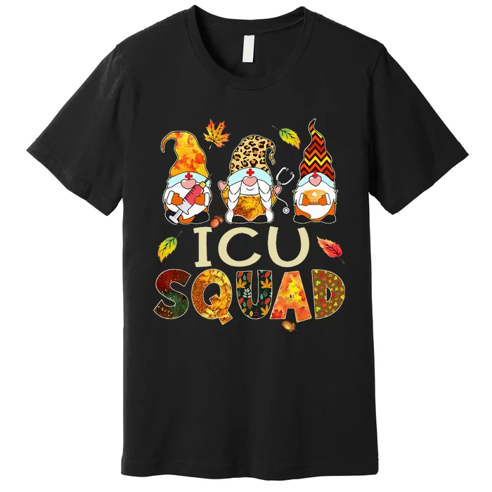 ICU Squad Gnome Nurse Leopard Thanksgiving Premium T-Shirt