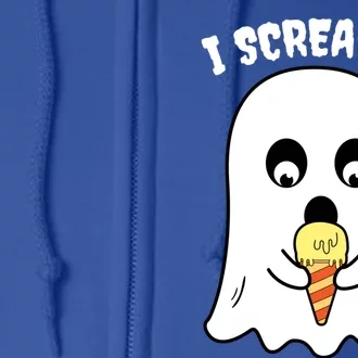 I Scream Ghost Eating Ice Cream Costume Easy Halloween Funny Gift Full Zip Hoodie