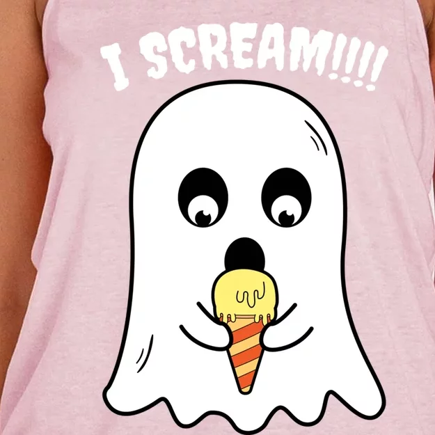 I Scream Ghost Eating Ice Cream Costume Easy Halloween Funny Gift Women's Knotted Racerback Tank