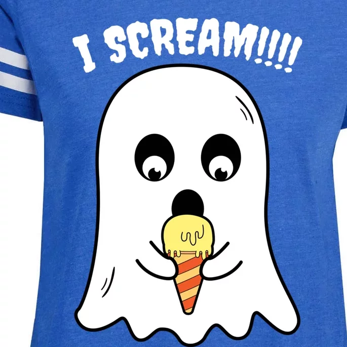 I Scream Ghost Eating Ice Cream Costume Easy Halloween Funny Gift Enza Ladies Jersey Football T-Shirt