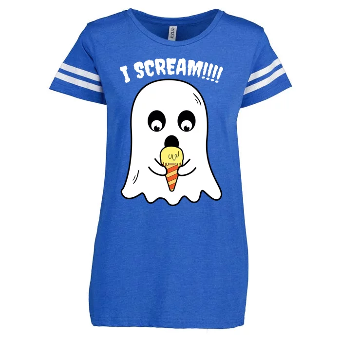 I Scream Ghost Eating Ice Cream Costume Easy Halloween Funny Gift Enza Ladies Jersey Football T-Shirt