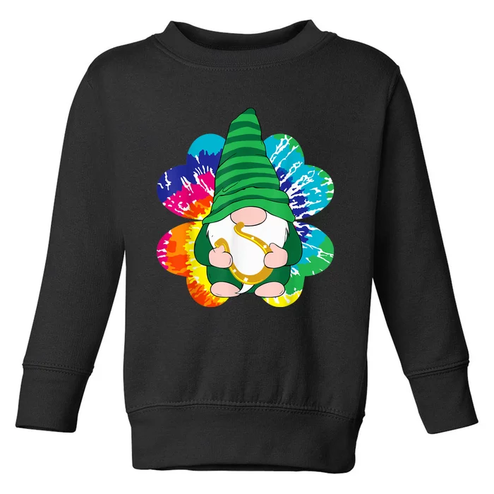 Irish Shamrock Gnome Tie Dye Hippie Shrt St. Patricks Day Toddler Sweatshirt