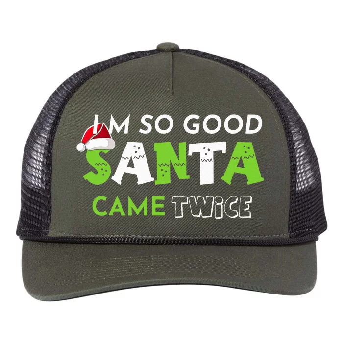 Im So Good Santa Came Twice Funny Christmas Matching Couple Retro Rope Trucker Hat Cap