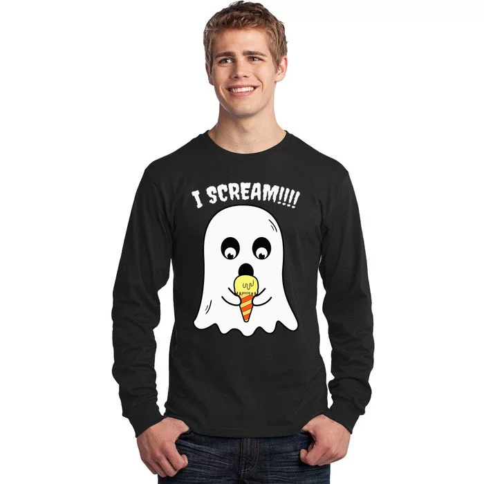 I Scream Ghost Eating Ice Cream Costume Easy Halloween Gifts Tall Long Sleeve T-Shirt