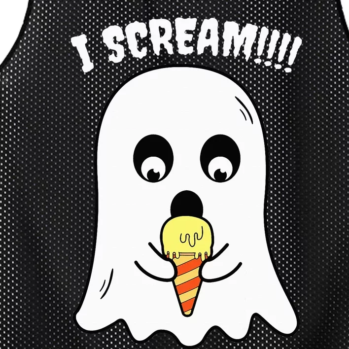 I Scream Ghost Eating Ice Cream Costume Easy Halloween Gifts Mesh Reversible Basketball Jersey Tank