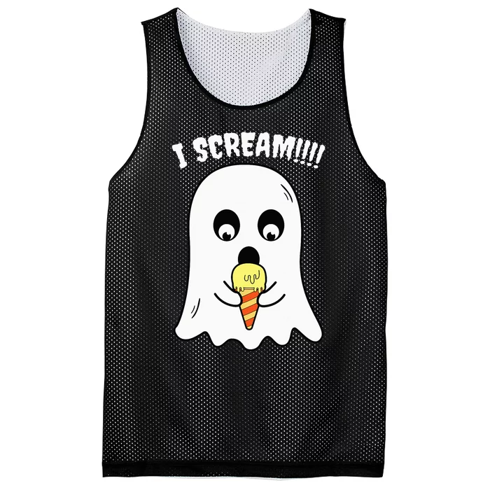 I Scream Ghost Eating Ice Cream Costume Easy Halloween Gifts Mesh Reversible Basketball Jersey Tank