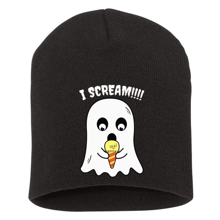 I Scream Ghost Eating Ice Cream Costume Easy Halloween Gifts Short Acrylic Beanie