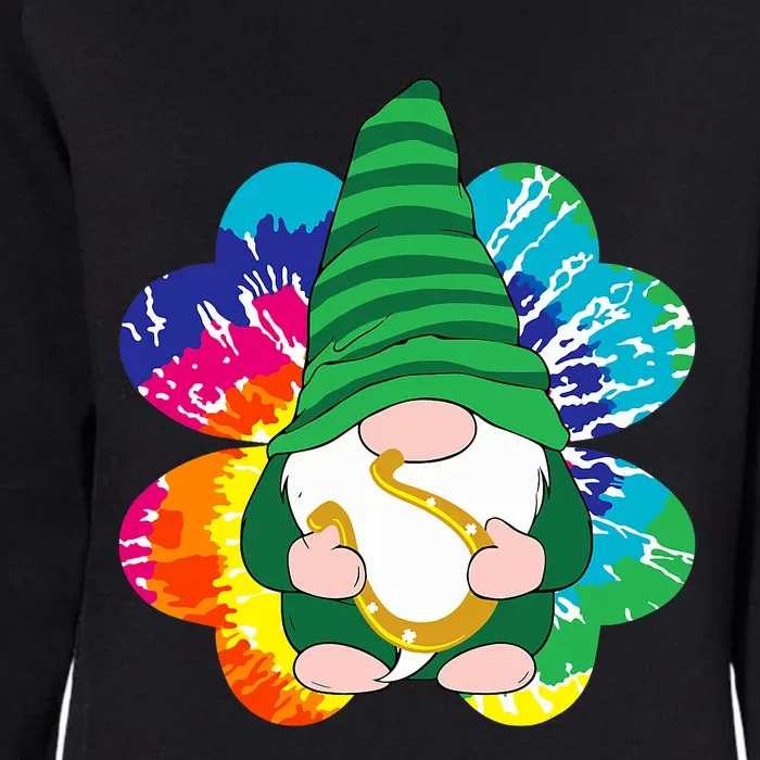 Irish Shamrock Gnome Tie Dye Hippie St. Patricks Day Womens California Wash Sweatshirt