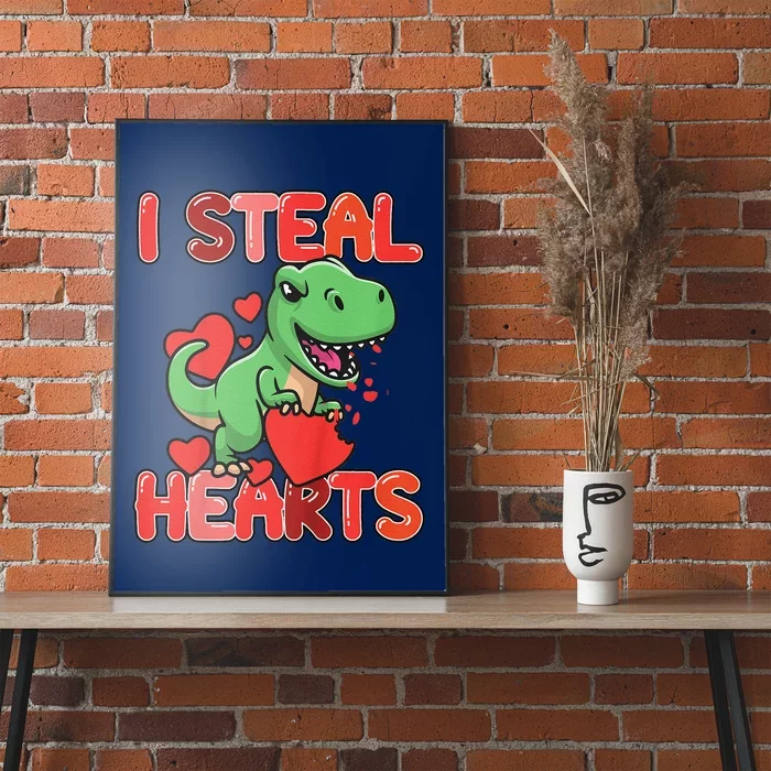 I Steal Hearts Trex Dino Valentines Day Outfit Poster