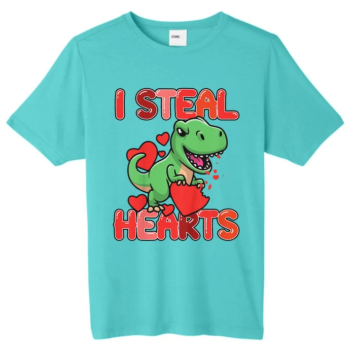 I Steal Hearts Trex Dino Valentines Day Outfit ChromaSoft Performance T-Shirt