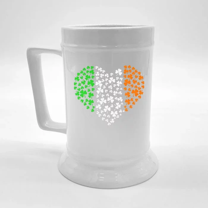 Irish Shamrocks Heart Girl St Patricks Day Baby Boy Front & Back Beer Stein