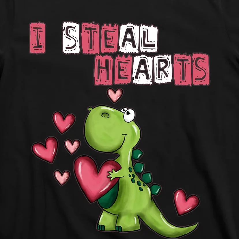 I Steal Hearts Trex Dino Baby Boy Valentines Day T-Shirt