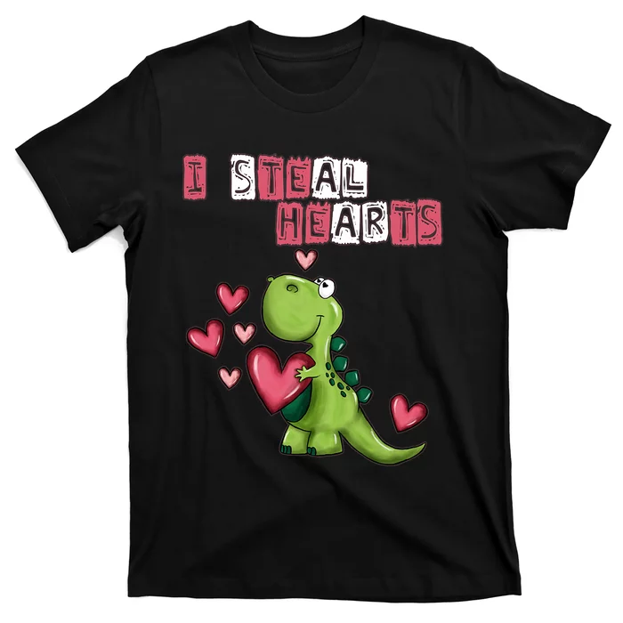 I Steal Hearts Trex Dino Baby Boy Valentines Day T-Shirt