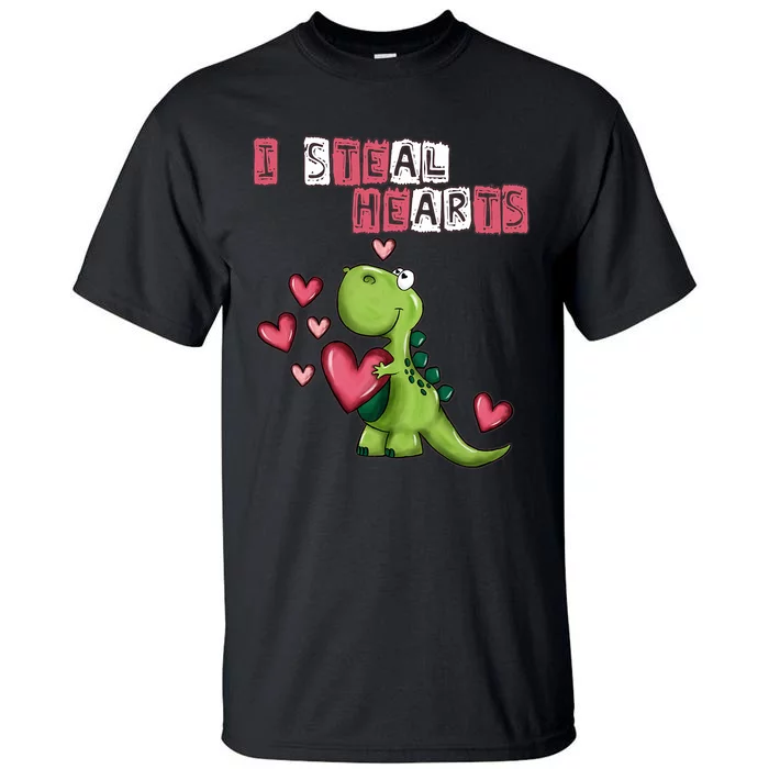 I Steal Hearts Trex Dino Baby Boy Valentines Day Tall T-Shirt