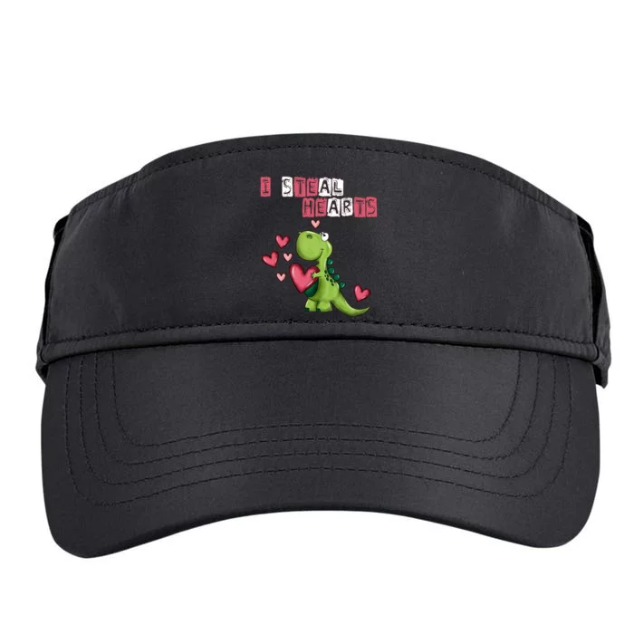 I Steal Hearts Trex Dino Baby Boy Valentines Day Adult Drive Performance Visor