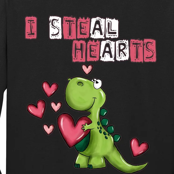 I Steal Hearts Trex Dino Baby Boy Valentines Day Tall Long Sleeve T-Shirt