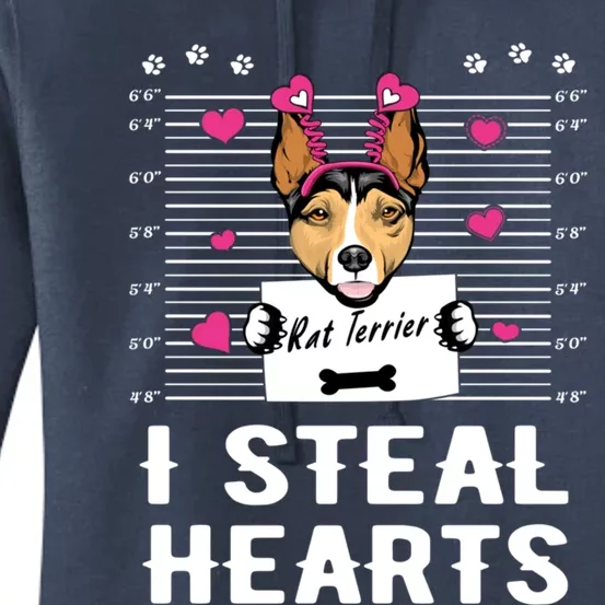 I Steal Hearts Valentine Rat Terrier Dog Valentines Day Gift Women's Pullover Hoodie